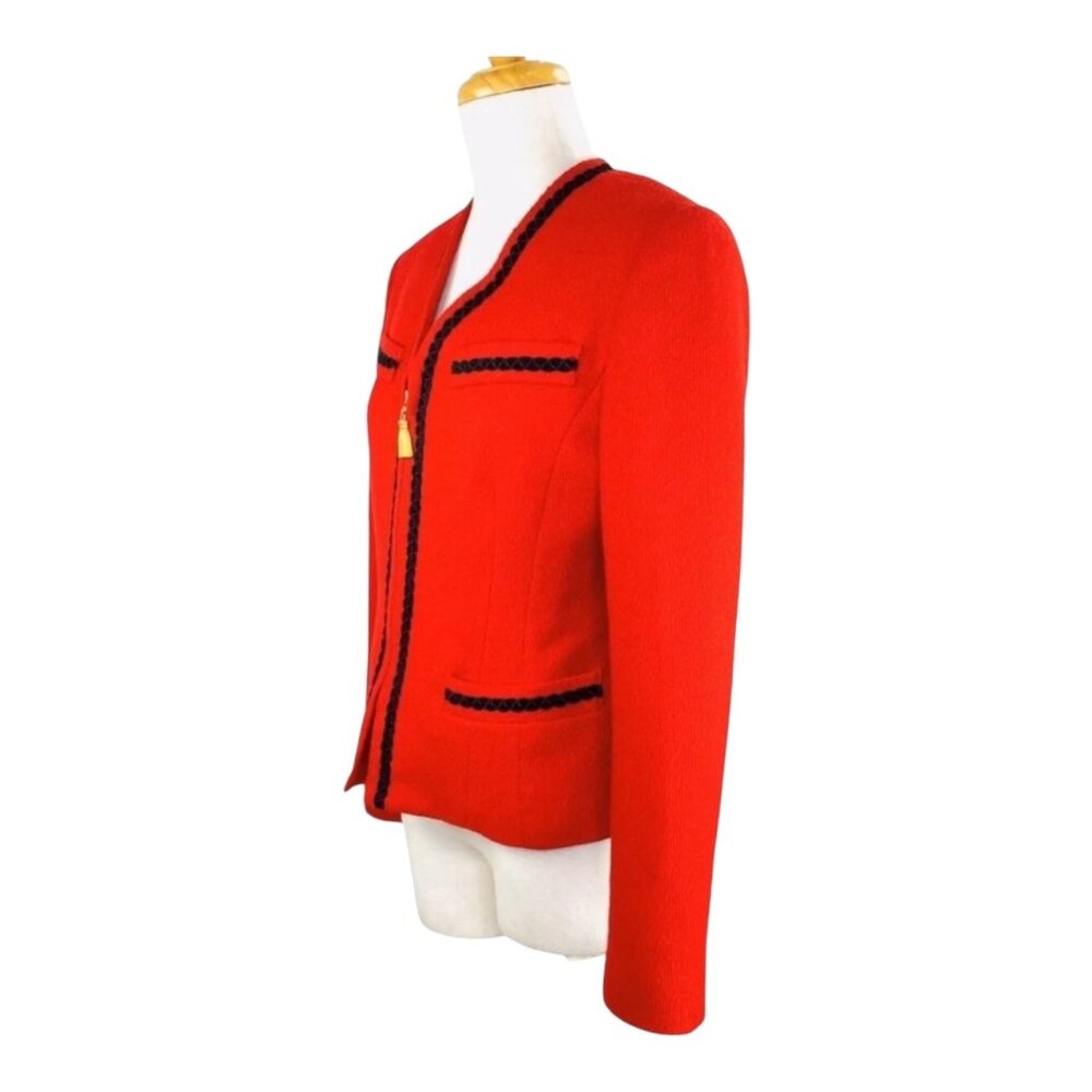 Georgiou Studio Vintage Red Wool/Nylon Womens Jacket With Gold Tassel Zipper - Picture 10 of 13
